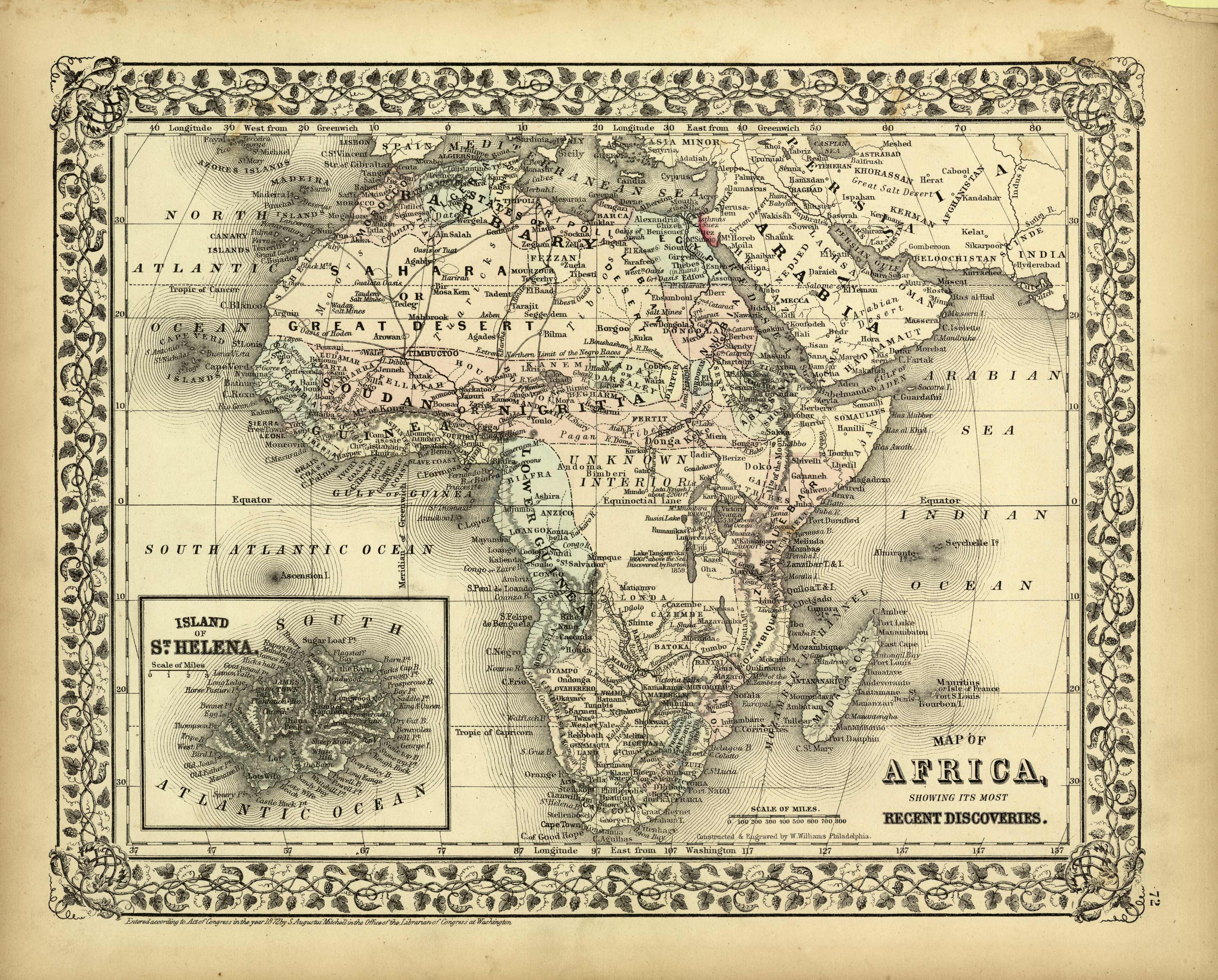 Map of Africa Showing Its Most Recent Discoveries'