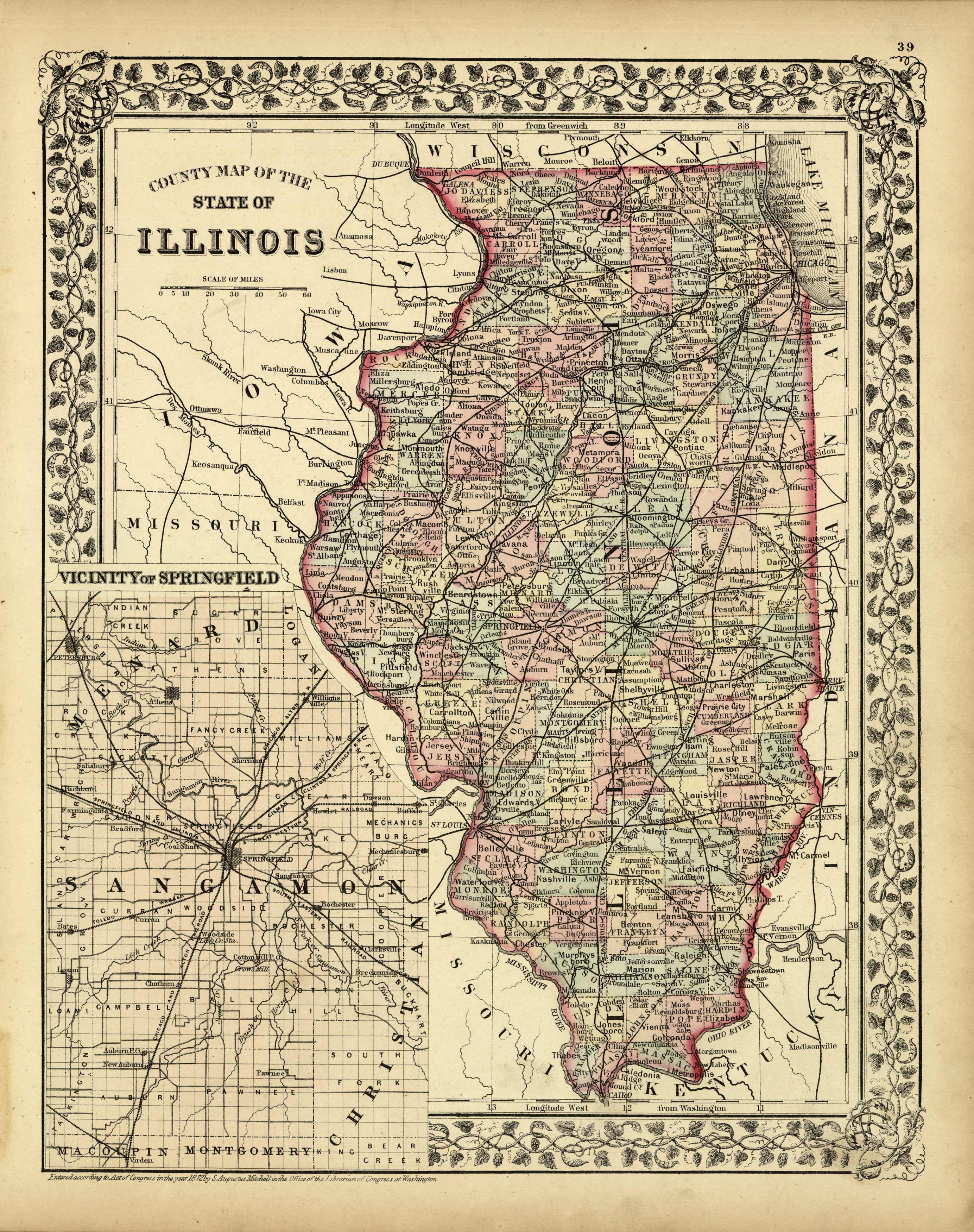 County Map of the State of Illinois