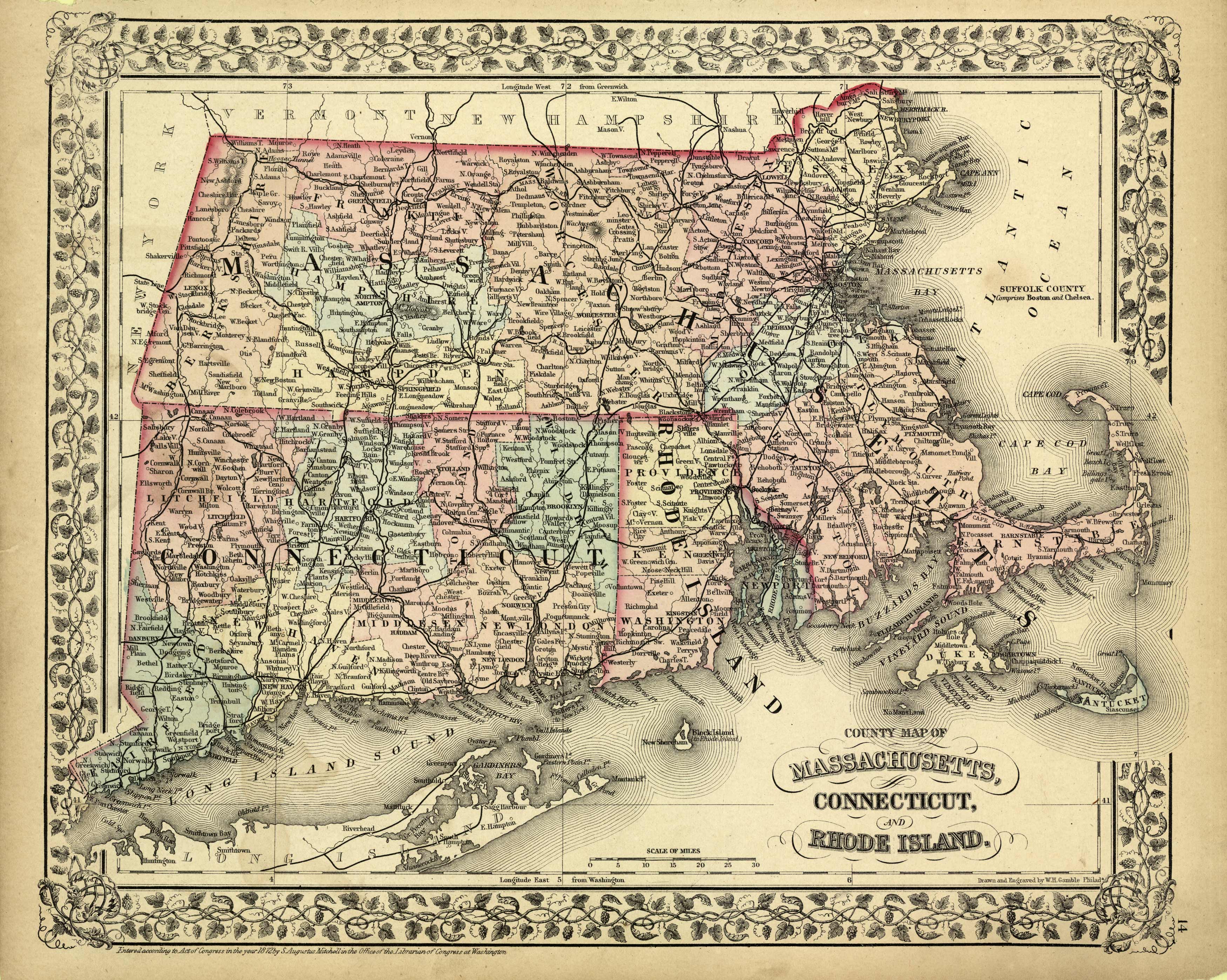 County Map of Massachusetts