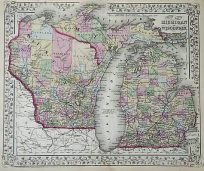 County Map of Michigan and Wisconsin