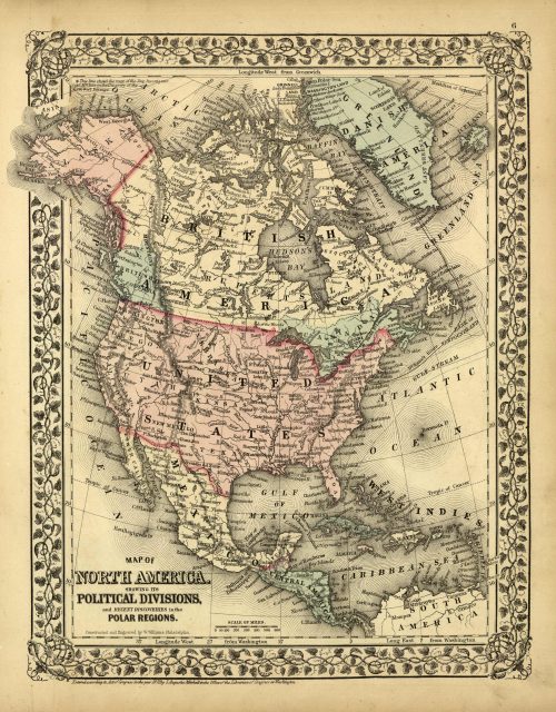 Map of North America Showing its Political Divisions