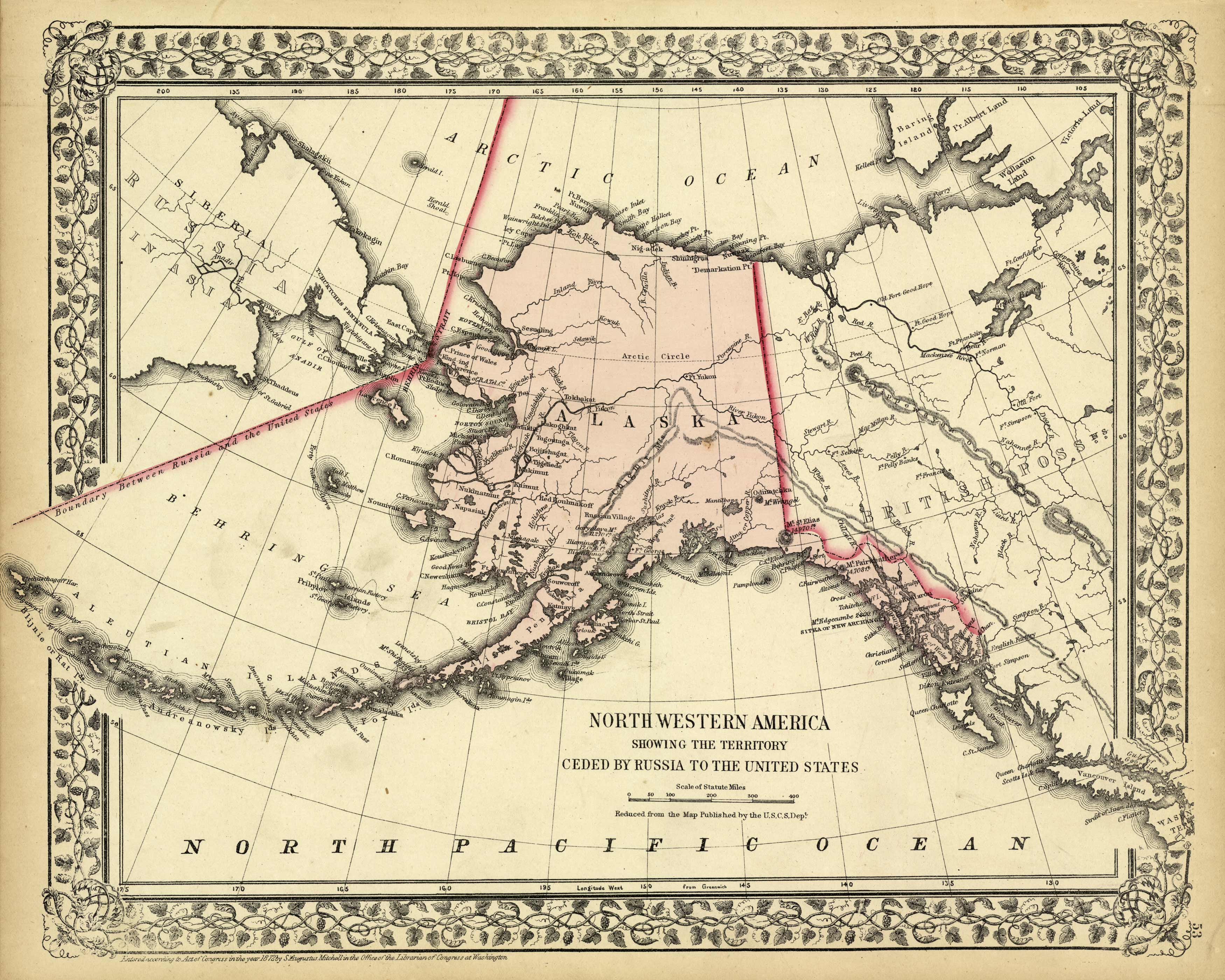 North Western America Showing the Territory Ceded By Russia To the United States