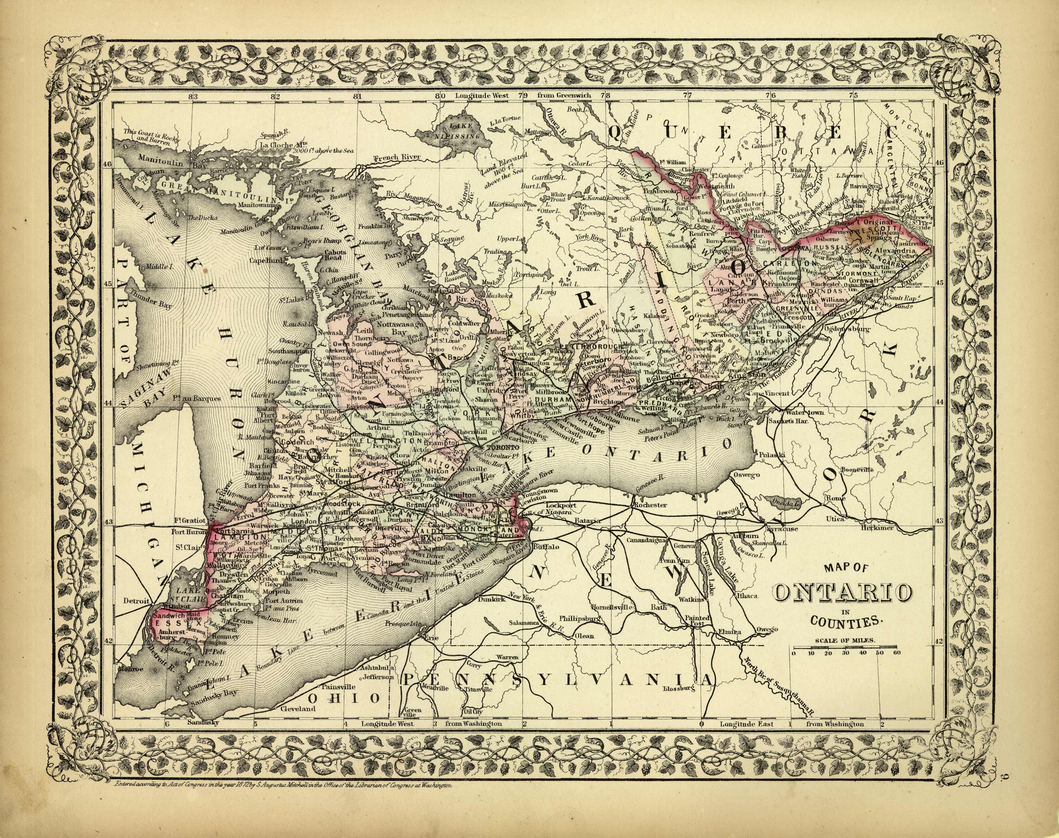 Map of Ontario in Counties Map of Ontario in Counties