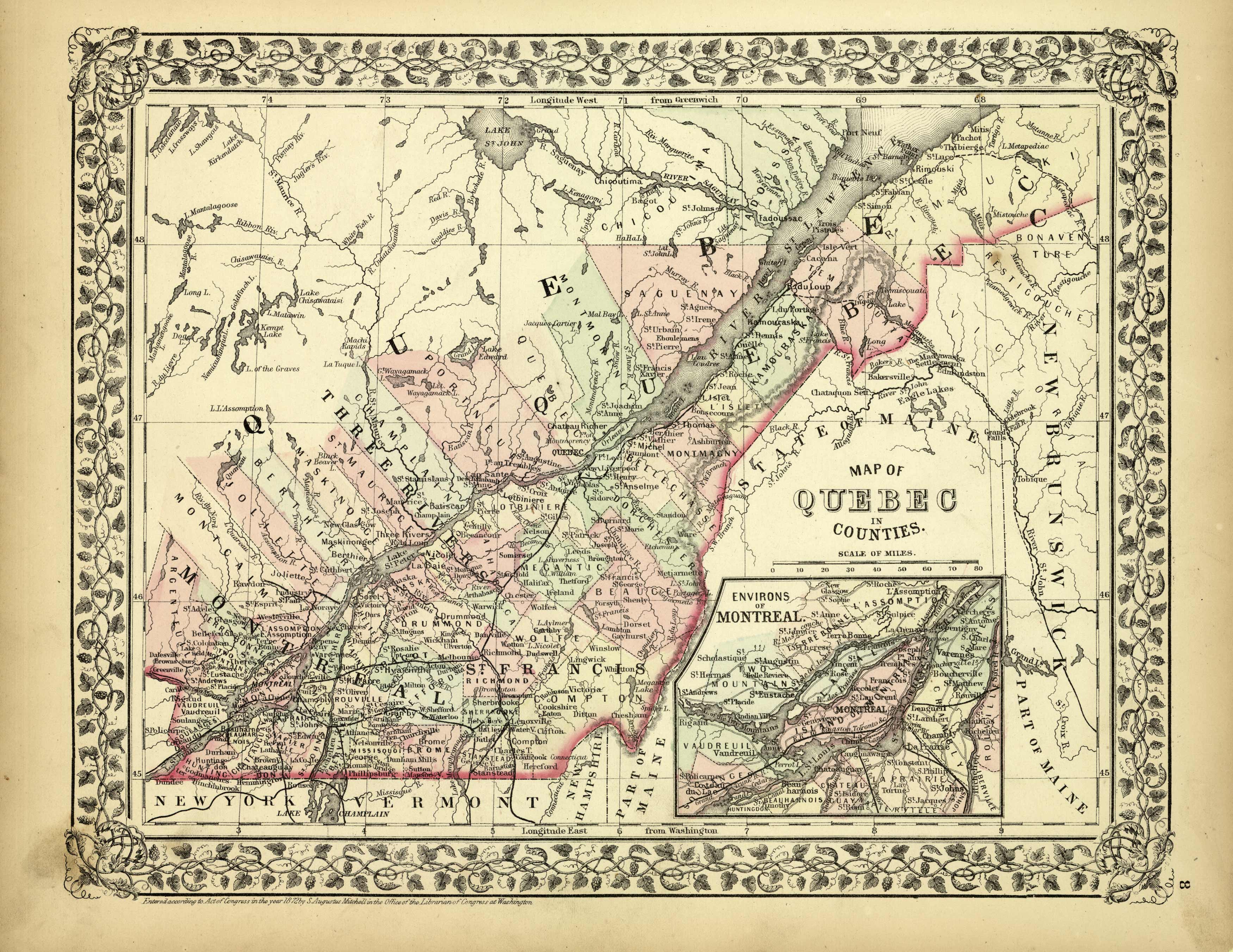 Map of Quebec in Counties Map of Quebec in Counties