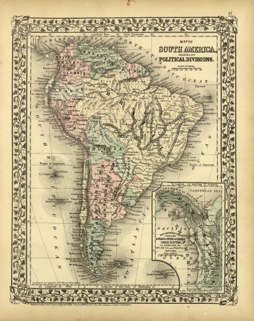 Map of South America Showing its Political Divisions '
