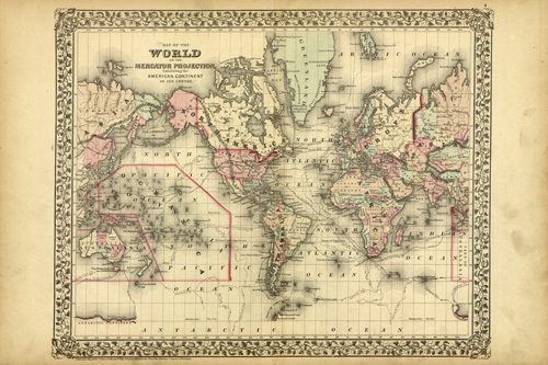 Map of the World on the Mercator Projection Exhibiting the American Continent as Its Center'