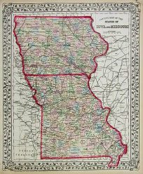 County map of the States of Iowa and Missouri