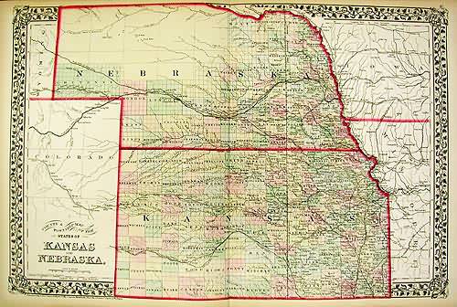 County Map of Kansas and Nebraska County Map of Kansas and Nebraska