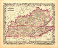 County Map of Kentucky and Tennessee