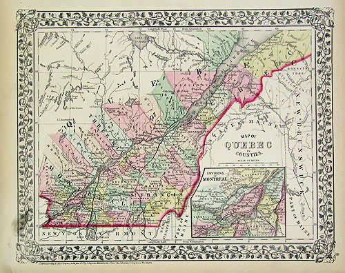 Map of the Quebec in Counties - Art Source International