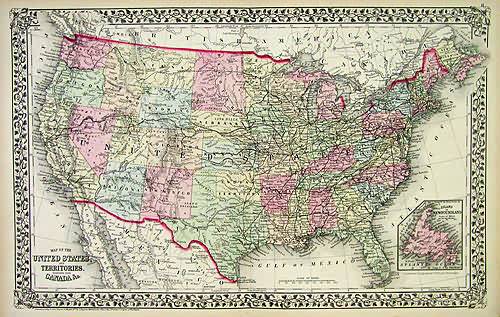 Map of the United States and Territories - Art Source International