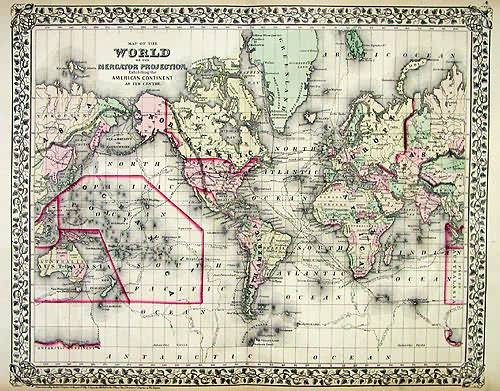 Map of the World on Mercators Projection