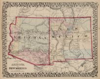 County Map of Arizona and New Mexico