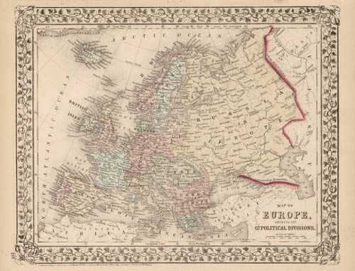 Map of Europe Showing its Political Divisions