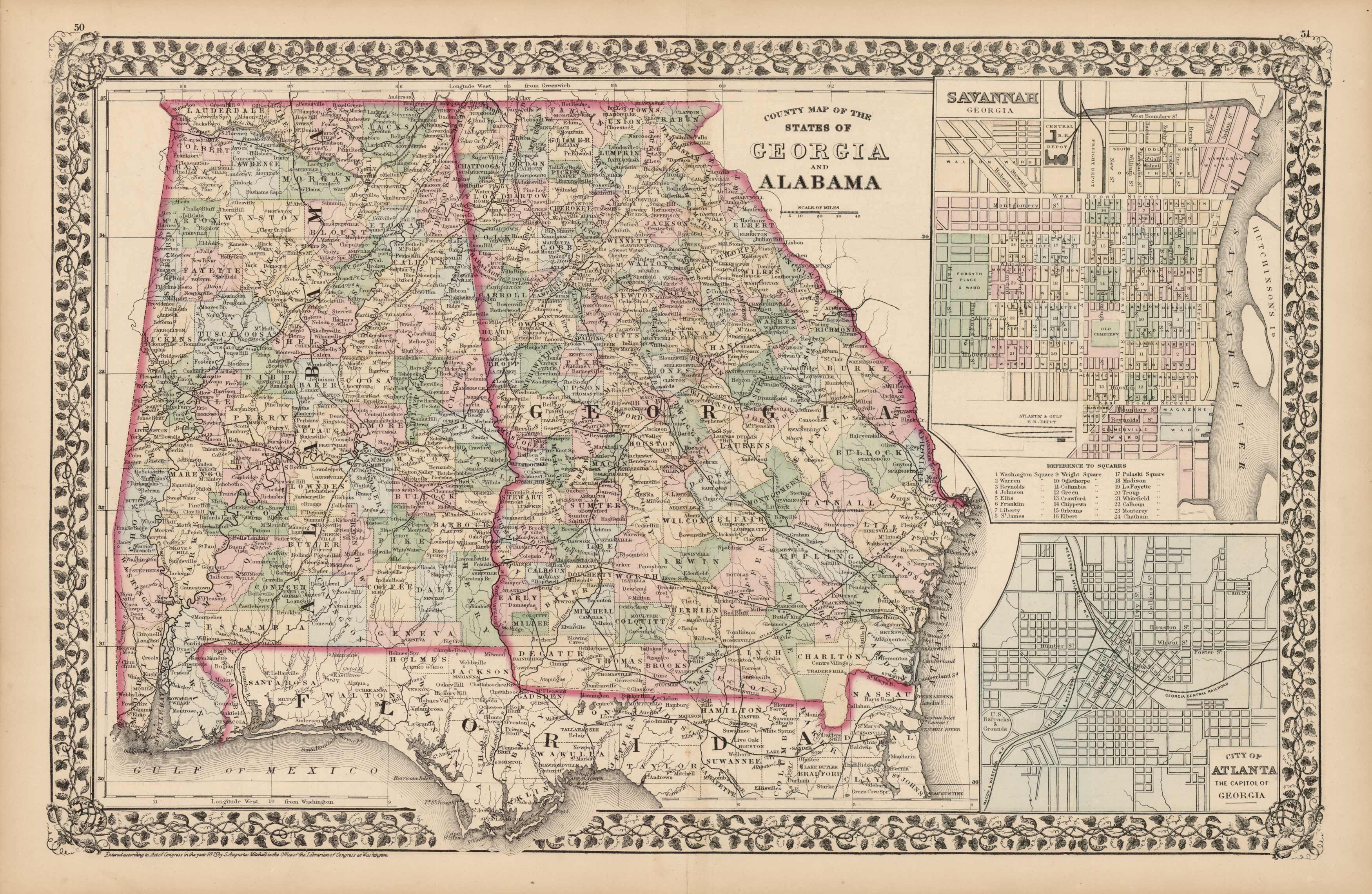County Map of Georgia and Alabama County Map of Georgia and Alabama