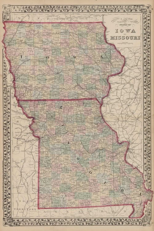 County and Township map of Iowa and Missouri