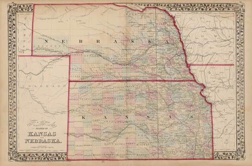 County and Township Map of Kansas and Nebraska
