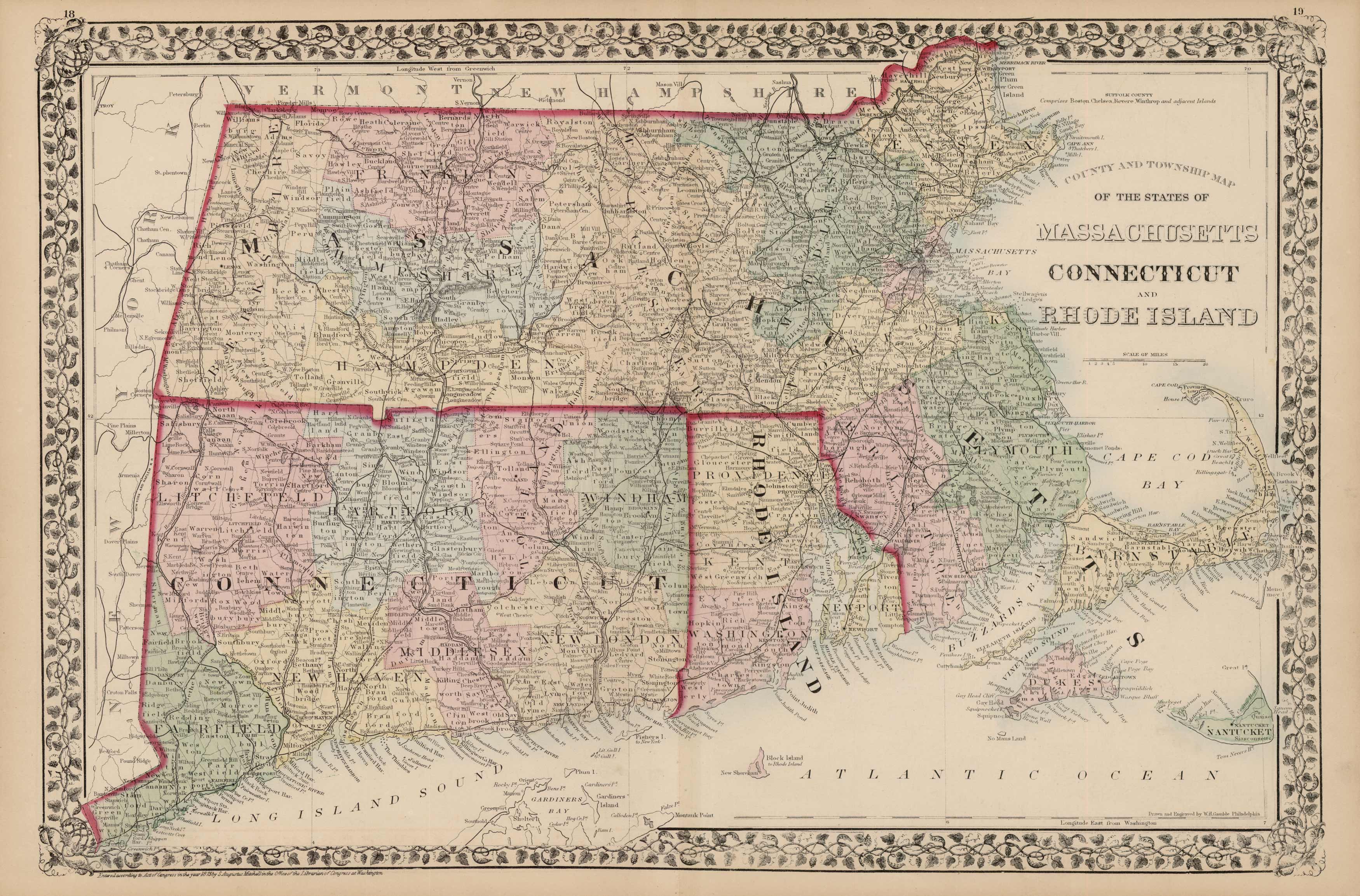 Map of the States of Massachusetts