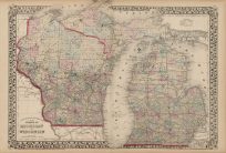 County and Township Map of Michigan and Wisconsin