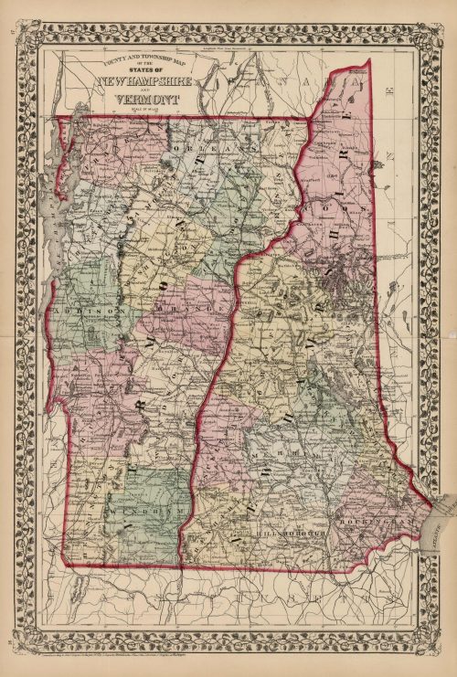County and Township Map of the States of New Hampshire and Vermont