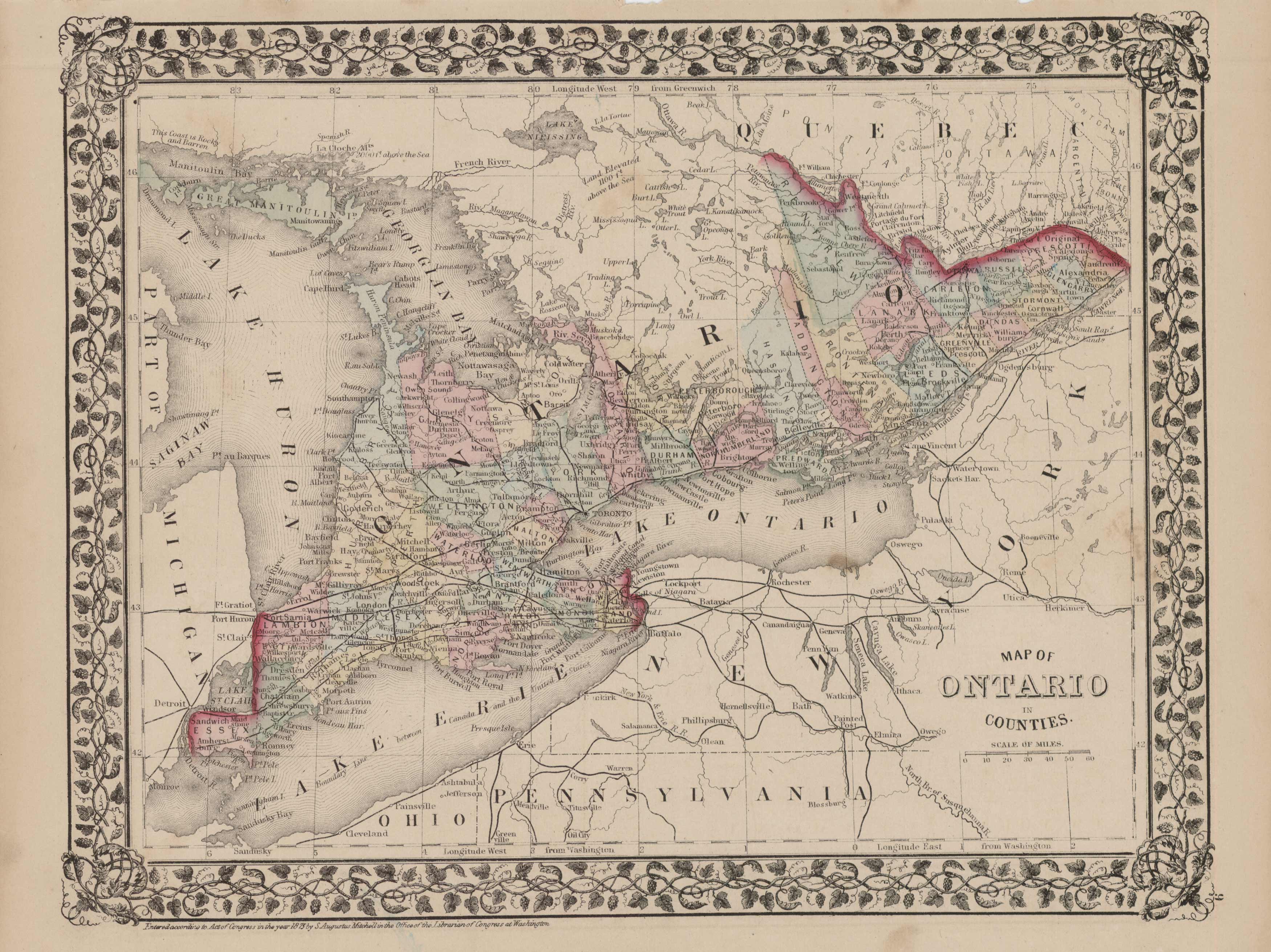 Map of Ontario in Counties