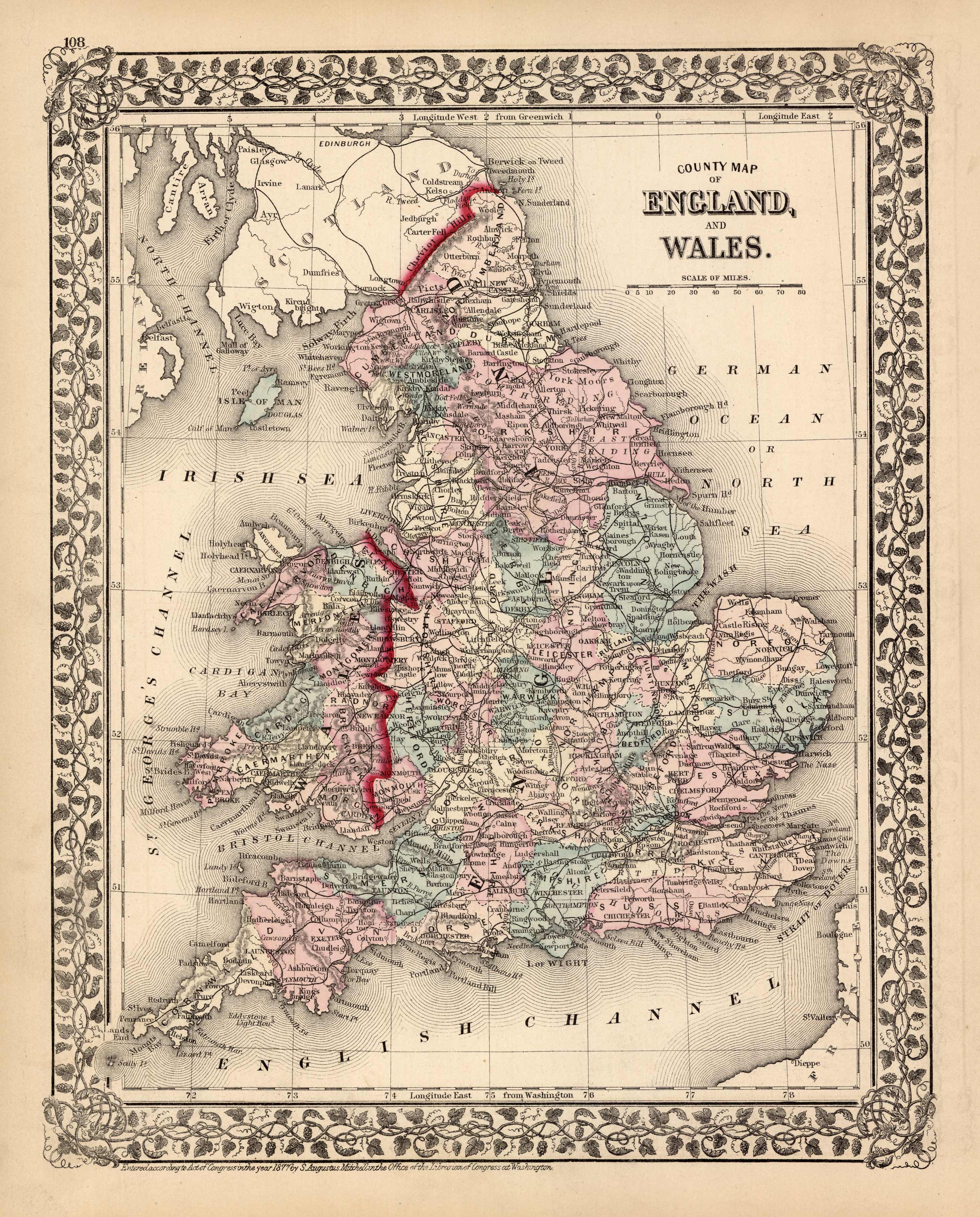 County map of England and Wales