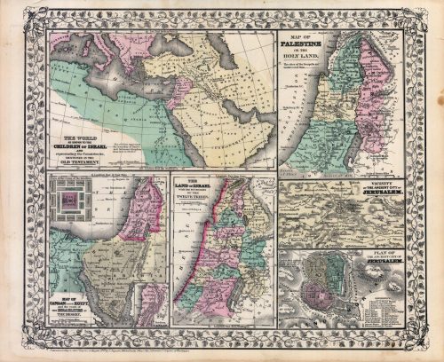 The World as Known to the Children of Israel / Palestine / Canaan Part of Egypt and the route of the Israelites in the Desert/ Land of Israel / Jerusalem