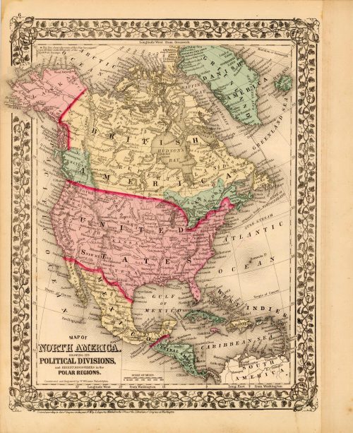 Map of North America showing its Political Divisions