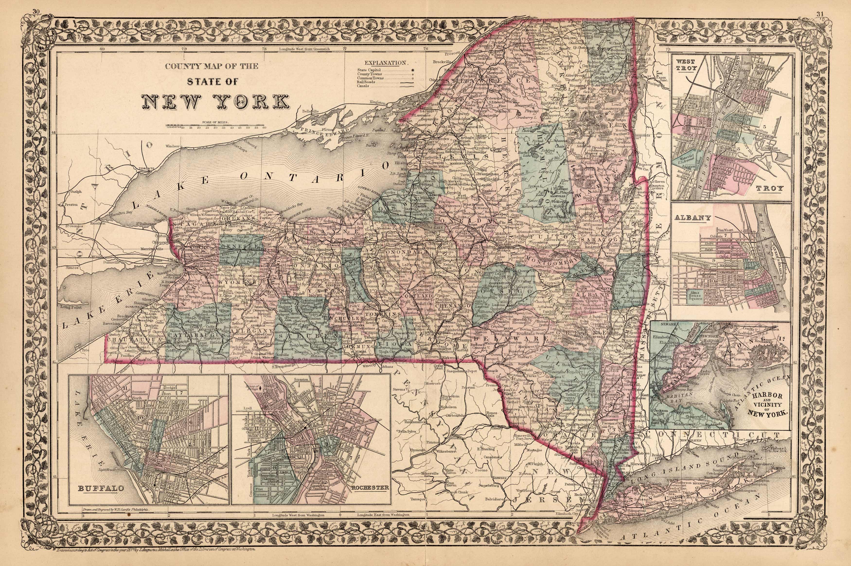 County Map of the State of New York County Map of the State of New York