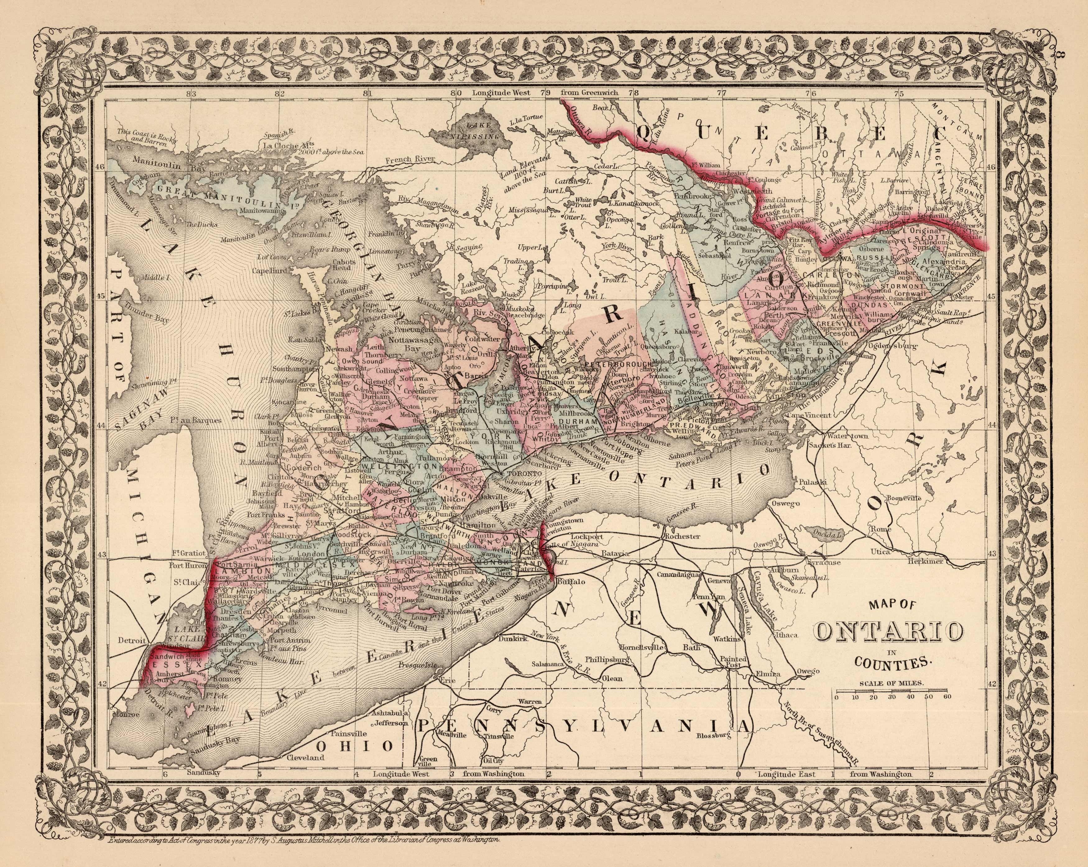 Map of Ontario in Counties Map of Ontario in Counties
