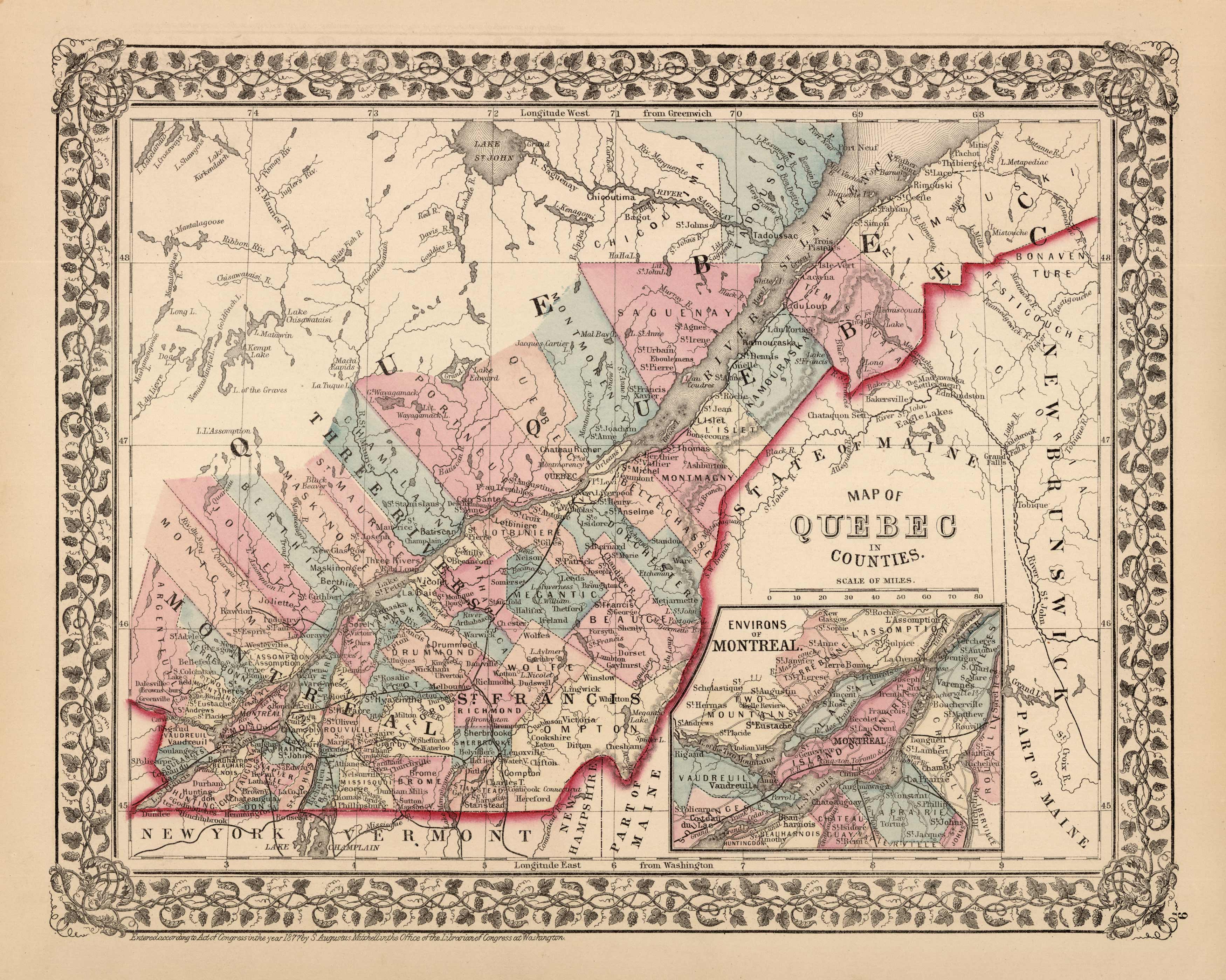 Map of Quebec in Counties Map of Quebec in Counties