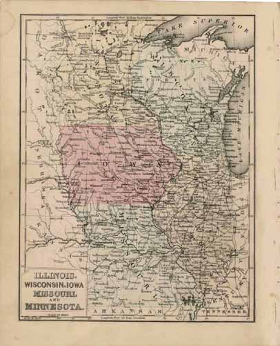 Map of Illinois Wisconsin Iowa Missouri and Minnesota