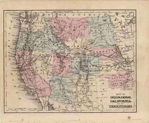 Map of Oregon Kansas California and the Territories