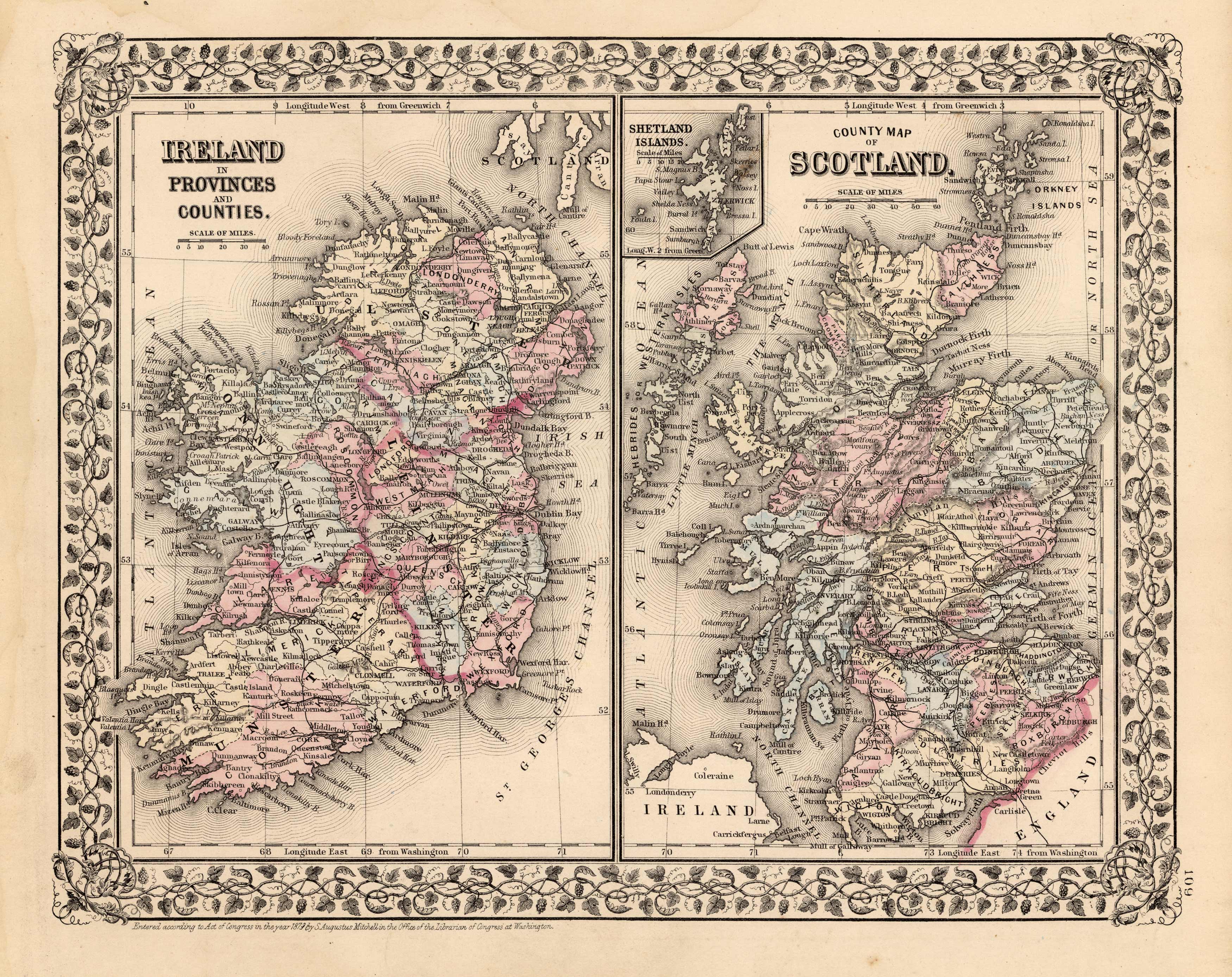 Ireland in Provinces and Counties; County Map of Scotland; Shetland ...