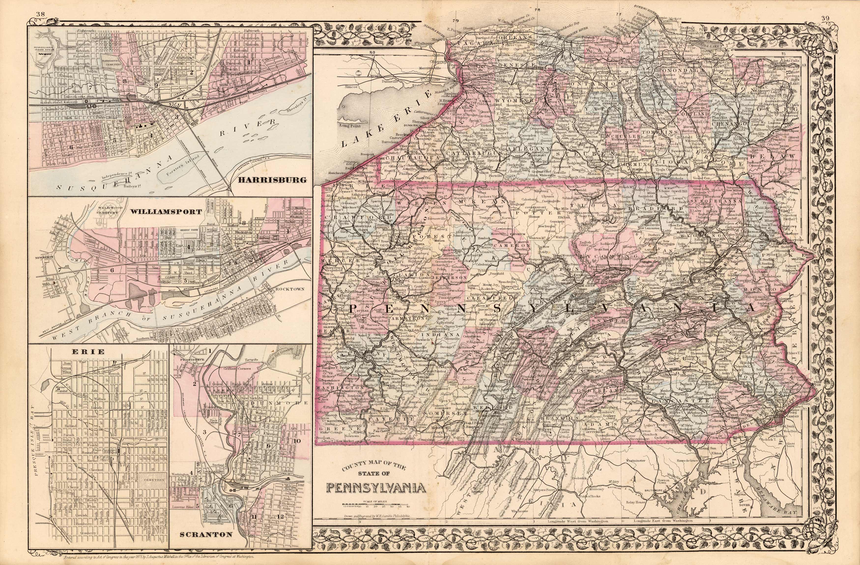 County Map of the State of Pennsylvania