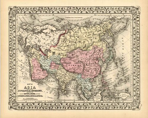 Map of Asia Showing its Gt. Political Divisions