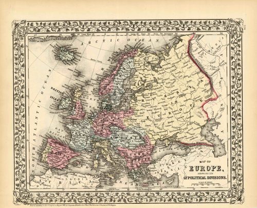 Map of Europe Showing its Political Divisions