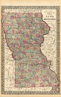 County & Township Map of the States of Iowa and Missouri