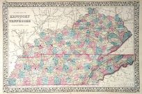 County Map of Kentucky and Tennessee