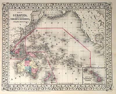 Map of Oceanica. Exhibing its Various Divisions Island Groups