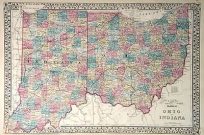 County and Township Map of the States of Ohio and Indiana