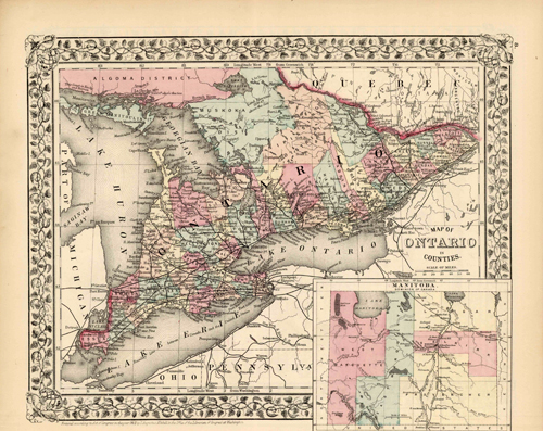 Map of Ontario in Counties