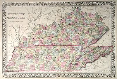 County and Township Map of Kentucky and Tennessee - Art Source ...