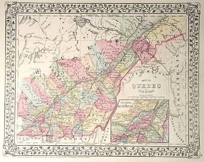 Map of Quebec in Counties