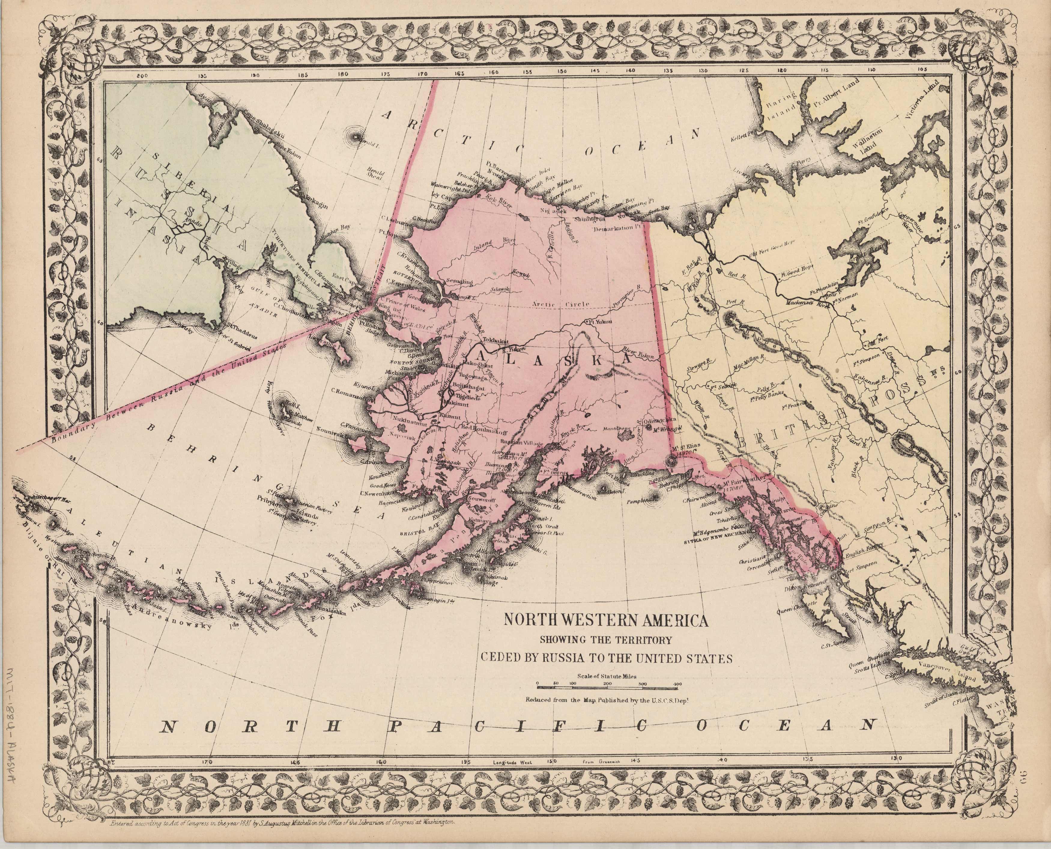 North Western America Showing the Territory Ceded by Russia to the United States