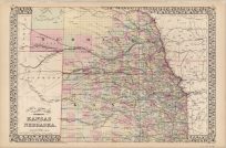 County & Township Map of the States of Kansas and Nebraska