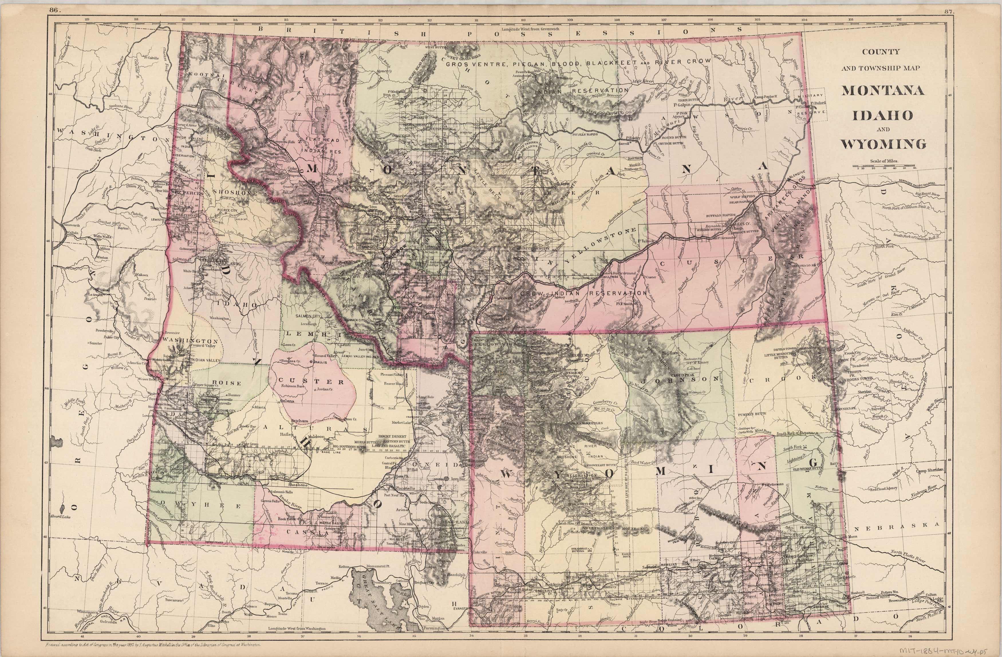 County and Township map of Montana, Idaho, and Wyoming - Art Source ...