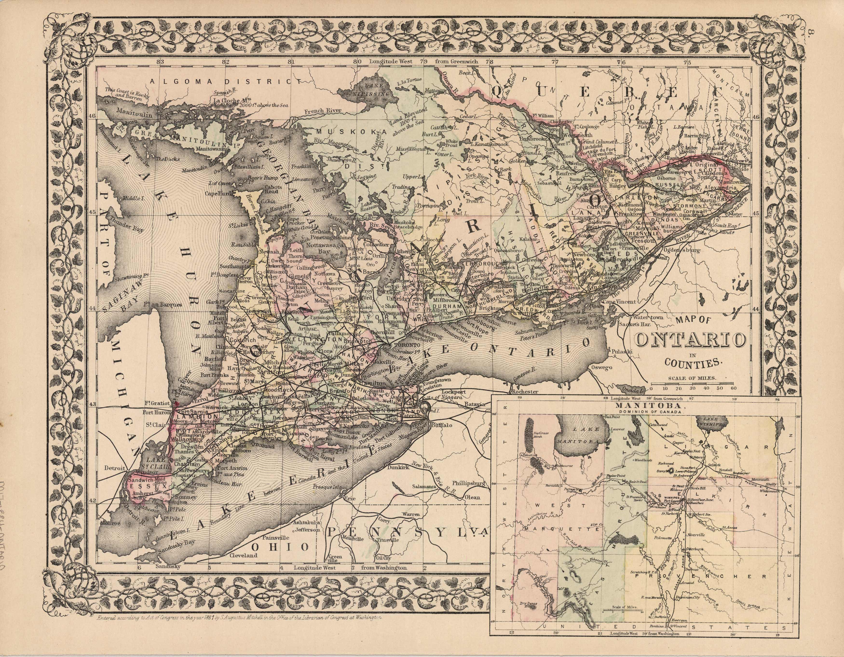 Map of Ontario in Counties Map of Ontario in Counties