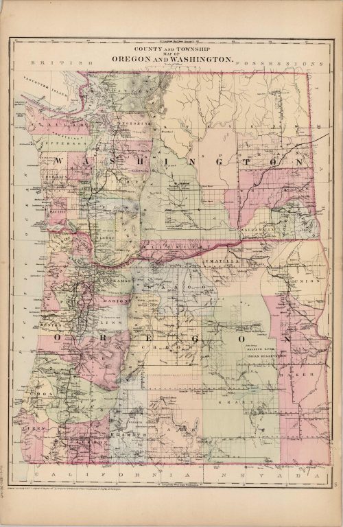 County and Township map of Oregon and Washington