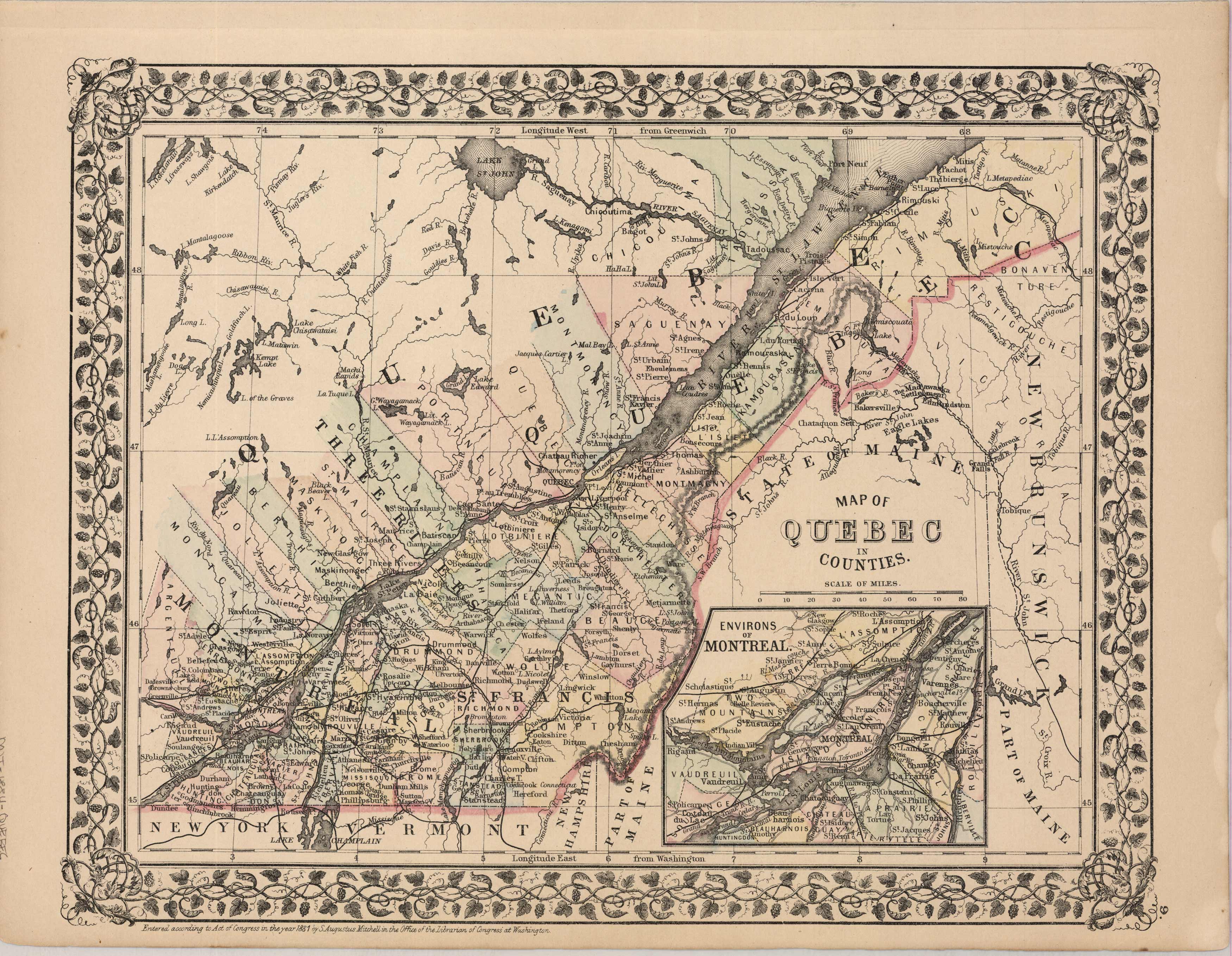 Map of Quebec in Counties Map of Quebec in Counties